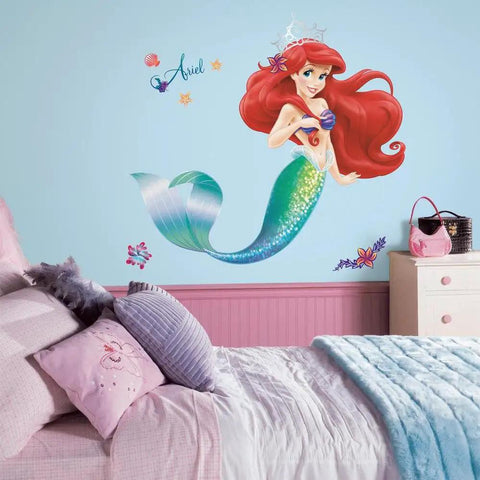 Little Mermaid Giant Peel And Stick Wall Decals Set Of 21 Vinyl Multicolor Removable Repositionable No Residue for a kids room
