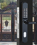 Heavy Duty Outdoor Door Lock With Sleek Keypad And Spare Key, Built Tough Battery Free Aluminum Alloy Gate Lock For Courtyard Entry, matte black finish image.