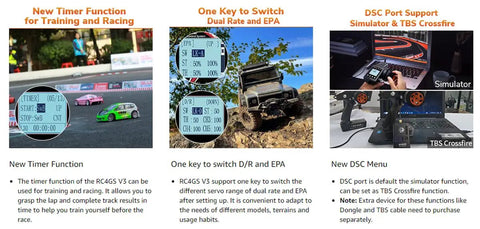 RC4GS V3 2.4G 4CH RC Transmitter And Receiver With R6FG Gyro Inside Pistol Grip Remote Controller feature highlights