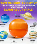 Nine Giant Inflatable Solar System Planets With Pump For Ceiling Decor, showing inflatable Sun, Saturn, Neptune, Mercury, Jupiter.
