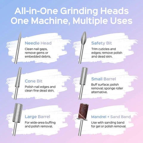 Rechargeable Electric Nail Drill 40000 RPM With Portable Nail File And Storage Stand Pro Grade Power attachments guide