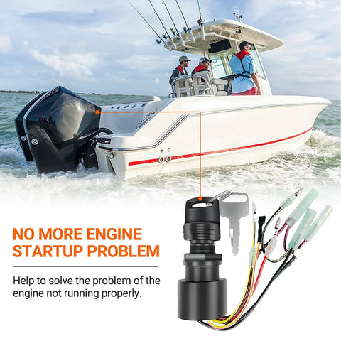 Boat Ignition Switch Replacement For Outboard Motor Control Box With 2 Keys, 3 Position, 6 Wire Connectors