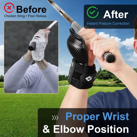Golf Swing Trainer With Carbon Fiber Pattern Hinge Brace Band To Improve Wrist Hinge And Position for better posture