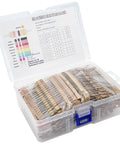 56 Value 1W Carbon Film Resistor Kit For DIY Electronics Projects, assorted resistors in box, detail view