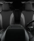 Sporty Front Seat Covers For Cars, SUVs, And Trucks, Universal Fit, Airbag Compatible, Black And Gray Two Front Seats Kit in car interior
