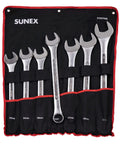 Jumbo Metric Combination Wrench Set With Roll Case 7 Piece Chrome Plated Beefy Tools For Heavy Duty Auto And Workshop Use