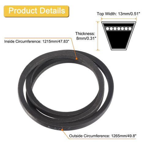 Half Inch Wrapped V Belt For Industrial Machinery And Gear 50 Inch Outside Circumference A Profile Rubber Drive Belt Durable