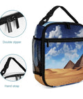 Insulated Reusable Lunch Box With Side Pocket And Detachable Handle For Work, Picnic, Camping featuring desert design and double zippers