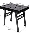 Portable Folding Workbench With 1650 Lbs Capacity Heavy Duty Work Table for garage shop or home, dimensions shown, multi functional black