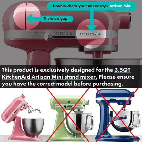 Compatibility check for a 3.5 Qt KitchenAid Artisan Mini stand mixer with beefy spiral dough hook replacement.