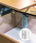 Miniature Decorative Box Hinges Set 100 Pcs Silver 8x10mm With Nails installed in wooden cabinet for DIY projects.