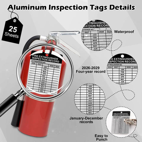 Keep Your Worksite Compliant With These Hella Durable Metal Fire Extinguisher Inspection Tags Designed For On Point Monthly Safety Checks And Zero Stress Record Keeping