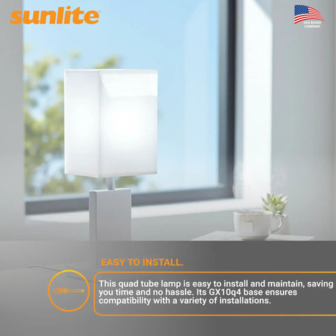 Quad Tube Plug In CFL Lamp 27W 1500 Lumens 6500K Crisp Daylight GX10q4 4 Pin Base in reading lamp by window
