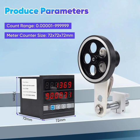 Badass Digital Measuring Wheel With Length Counter And Preset Control For Cable Wire Fishing Line showing counter with size specifications.