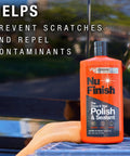 No-Fuss One Year Polish And Sealant For Cars With 3-In-1 Ceramic Technology To Repair Scratches, Seal And Restore Shine in 16 oz bottle.