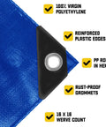 Beefy Heavy Duty 20 Mil Tarp Cover Waterproof UV Resistant Rip And Tear Proof Poly Tarpaulin with reinforced edges detail