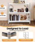3 Tier Stainless Steel Storage Rack Built Rugged And Hella Solid Vertical Organizer For Kitchen Pantry Garage Waterproof Heavy Duty Multi Tier Utility Shelf 31.5 Inches with coffee maker and jars.