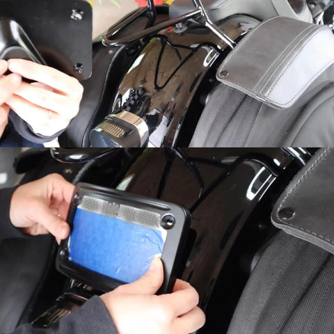 Installation of Curved Laydown License Plate Mount With Frame For 4x7 Plates Black Finish is designed for 3 bolt mount brackets.