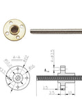 Diagram of Two Pack 500mm TR8X8 Lead Screws With T8 Brass Nuts For 3D Printers Z Axis Acme Thread 8mm Lead 2mm Pitch 4 Start.
