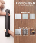 2 Pack Adhesive Cabinet Handles 6 Inch Self Stick Drawer Pulls shown adhering to smooth surfaces like painted wood, glass, and metal