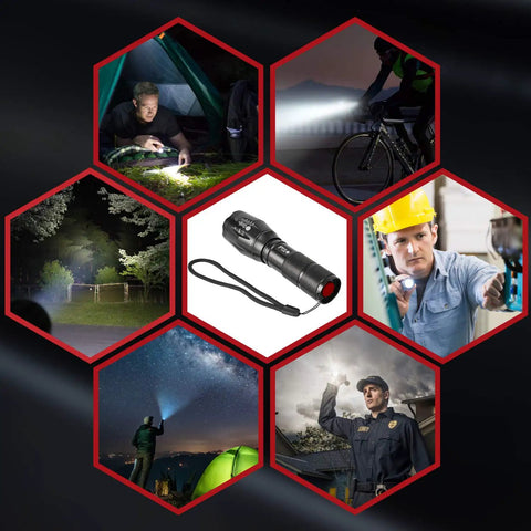 Rechargeable Tactical Flashlight LFX1000 Kit With USB Charger And Battery Included Ultra Bright LED Zoomable Beam Five Modes