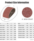 Heavy Duty Abrasive Screen Band Sander Belts For Effortless Grinding And Flawless Polishing, 5 Pack Sized 610X100MM, 100 Grit size chart.