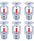 Six Pack Copper Chrome Pendent Fire Sprinklers With Half Npt Threading And Fast Response Glass Bulbs For Top Tier Home Shop Suppression Kit That Goes Hard On Code Compliance For Hella Peace Of Mind During Emergencies At 155 Degree Limit