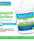 Heavy Duty Water Based White Wood Grain Filler Gel For Cabinets, 16 Oz jar, water-based gel for smooth finishes on furniture.