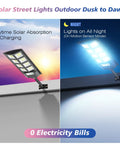 Heavy Duty Solar Flood Lights Outdoor 6000K LED Waterproof Motion Sensor With Remote Dusk To Dawn Security Light Built Tough And Holds Up Like A Champ For Your Yard Patio Walkway 2 Pack showing day and night functionality.