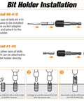 Diagram showing bit holder installation for Damaged Screw Extractor Set For Pros And DIYers 22 Pc Easy Out Stripped Screw Remover Kit.