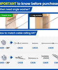 Guide for Rock Solid Cable Railing Angle Beveled Washer CR25 For One Eighth Inch Cable Studs In 25 30 And 35 Degree Options