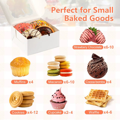 Premium White Cookie Boxes With Clear View Window And Included Thank You Labels 12 Pack Sized At 6X6X3 Inches Ideal For Sorting Desserts Wrapping Care Packages Or Pulling Dope Party Favor Displays