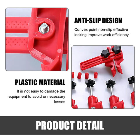 Detail view of Badass Cam Engine Timing Tool Set With Nine Piece Anti Slip Sprocket Gear Lock Kit showing anti-slip features and red plastic material.