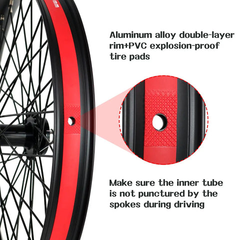 Heavy Duty 20 Inch Bike Wheel Set Front And Rear With 1.85 Inch Wide Double Wall Aluminum Rims, 12 Gauge 48 Spokes highlighted