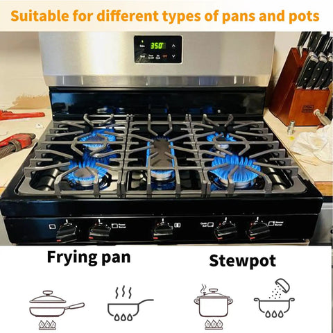 Durable Stove Burner Grate Replacement for Frigidaire and Kenmore Gas Ranges, 20 x 9.6 Inch Cast Iron Matte Enamel Cooktop Grate, Fits FFGF3054TBA FGGF3035RFA Surface Burner Rack