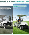 Golf cart before and after using EZGO TXT Rear Leaf Spring Bushings Kit For 1994 And Up Gas And Electric Golf Carts