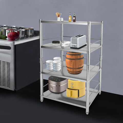 Badass Four Tier Stainless Steel Shelves Heavy Duty Bulk Storage Rack With Wide Adjustable Spacing And Bombproof 800 Pound Capacity Built For Kitchen Warehouse Jobs
