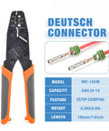 DC02 8 Piece Wire Crimp Kit For Deutsch Connectors And Weather Pack Terminals with connector removal tools.