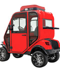 Rugged Electric Golf Cart Featuring True HVAC Heating And Climate Control 48V Ac Motor Smooth Handling Chassis glossy red rear view