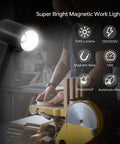 Heavy Duty 1540 Lumen LED Magnetic Work Light With Flexible Gooseneck And Strong Magnetic Base Waterproof IP65 Aluminum Housing For Lathe And Drill Press 14W 120V shown with woodworking equipment