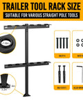 Beefy Trailer Tool Rack Shovel Holder With Six Tool Holes And Rubber Grommets Heavy Duty Steel Mount For Trailer Storage