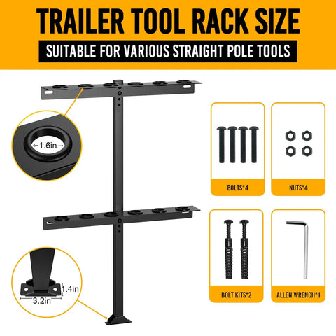 Beefy Trailer Tool Rack Shovel Holder With Six Tool Holes And Rubber Grommets Heavy Duty Steel Mount For Trailer Storage