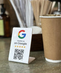 White Google Review Stand With NFC And QR Code For Any Biz 3 Pack Easy Setup In Under A Minute And Flexible Review Page Destination