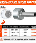 Image showing the Top Tier Trailer Dust Cap Installation And Removal Tool for 2.72 Inch Axle grease cover puller specifications.