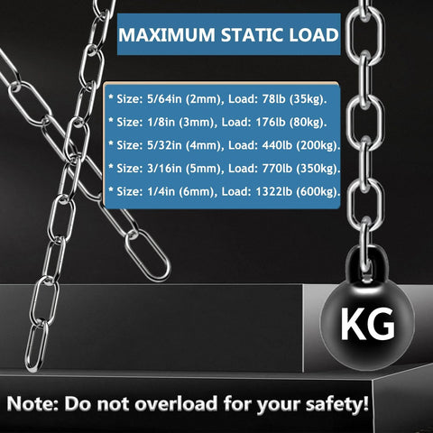 Stainless Steel Chain 3/16 Inch By 2 Ft Heavy Duty Chain Link For Fence Gates Security Anti Theft Shade Sail Camping Swing