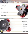 Tripod Leveling Base with Camera Head Leveler for Seestar S50 Seestar30 showing bubble levels and 3/8" threaded hole.