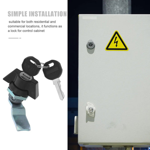 Secure RV and cabinet lock kit with keys, black zinc alloy turn lock on control cabinet, 90 degree rotation for easy use