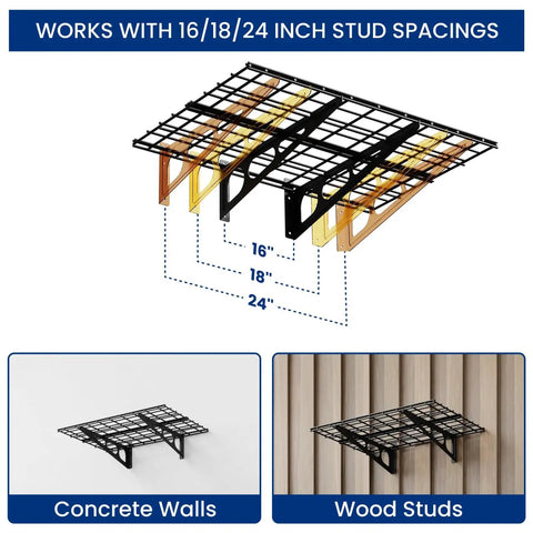 Heavy Duty Garage Wall Mount Shelving Unit 2 By 3 Feet Black 1 Pack Holds Up To 200 Lbs For Easy Organization And Storage Bins Classic Series Durable Steel Construction Easy Install Space Saving Garage Storage Solution