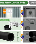 Comparison of heavy duty adjustable curtain rod 32 to 120 inches 1 inch diameter black metal with end caps and competitor