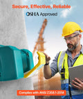 Worker using Go To Portable 8 Gallon Eye Wash Station With Two Sprays OSHA Approved And ANSI Z358.1 2014 Compliant Eyewash Unit
